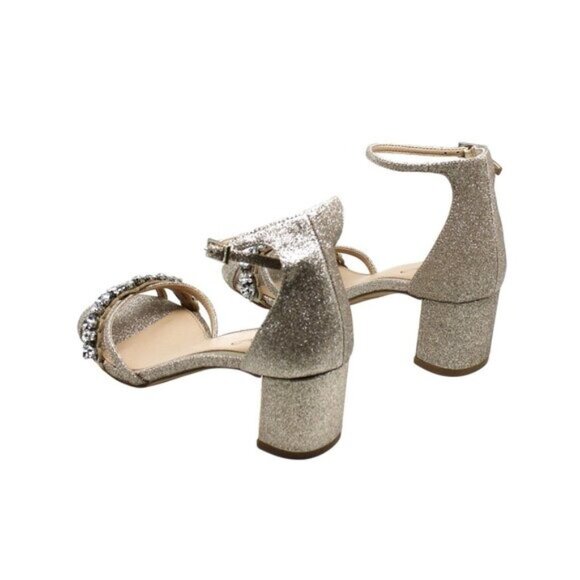 Jewel Badgley Mischka Women's Giona Block Heel Evening Sandals - Gold Glitter - Picture 8 of 8